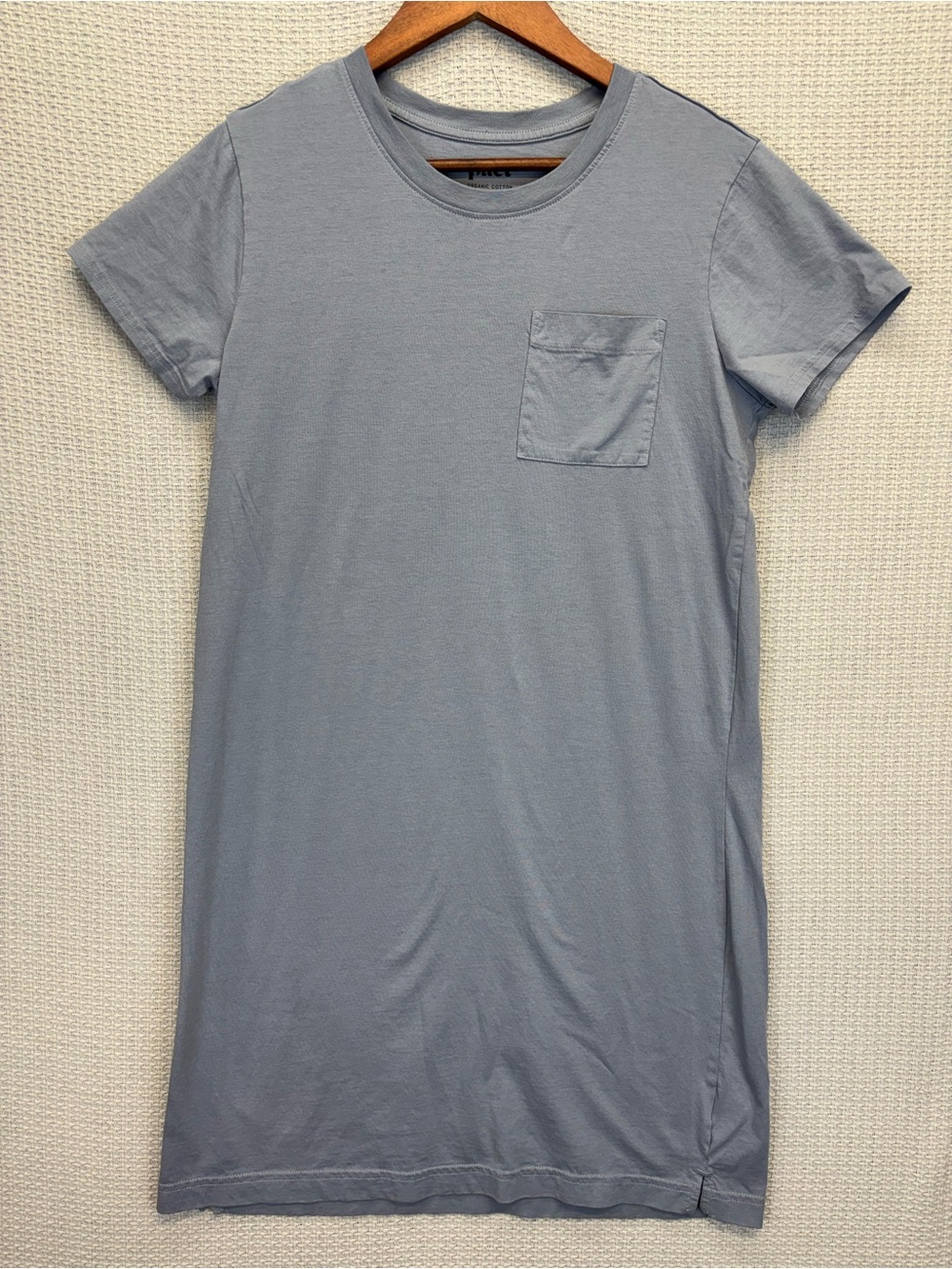 Pact Womens Midi T Shirt Dress Gray Short Sleeve Crew Neck 100 Organic Cotton M